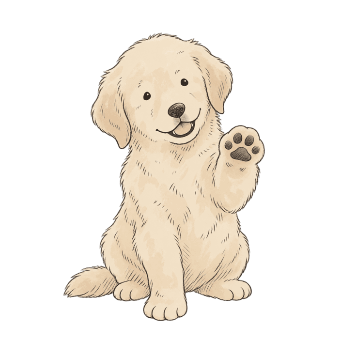 Honey the Golden retriever, waving