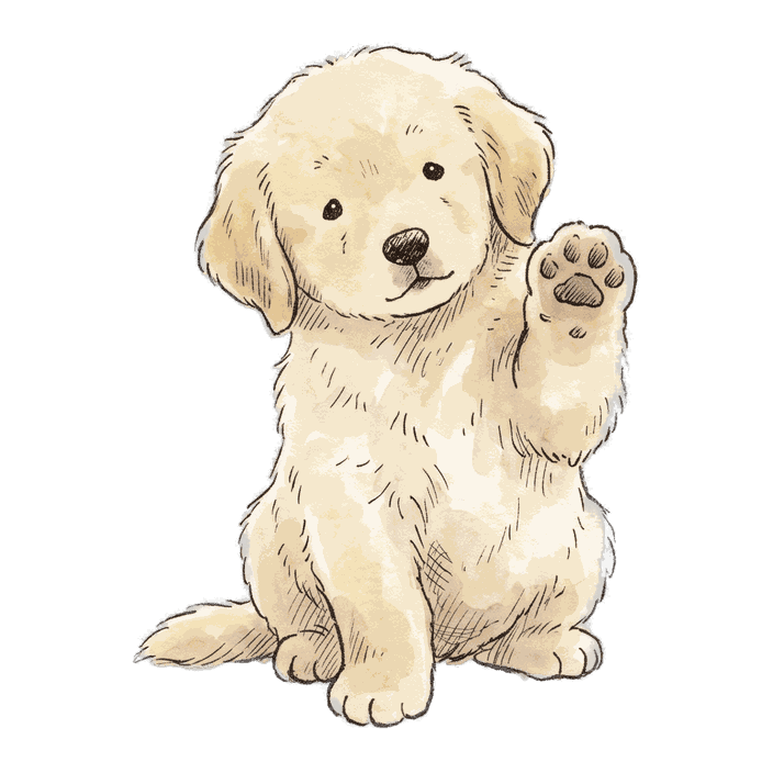 Honey the Golden retriever, waving